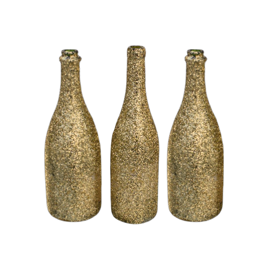 Goldene Champagnerflasche mit Glitzer